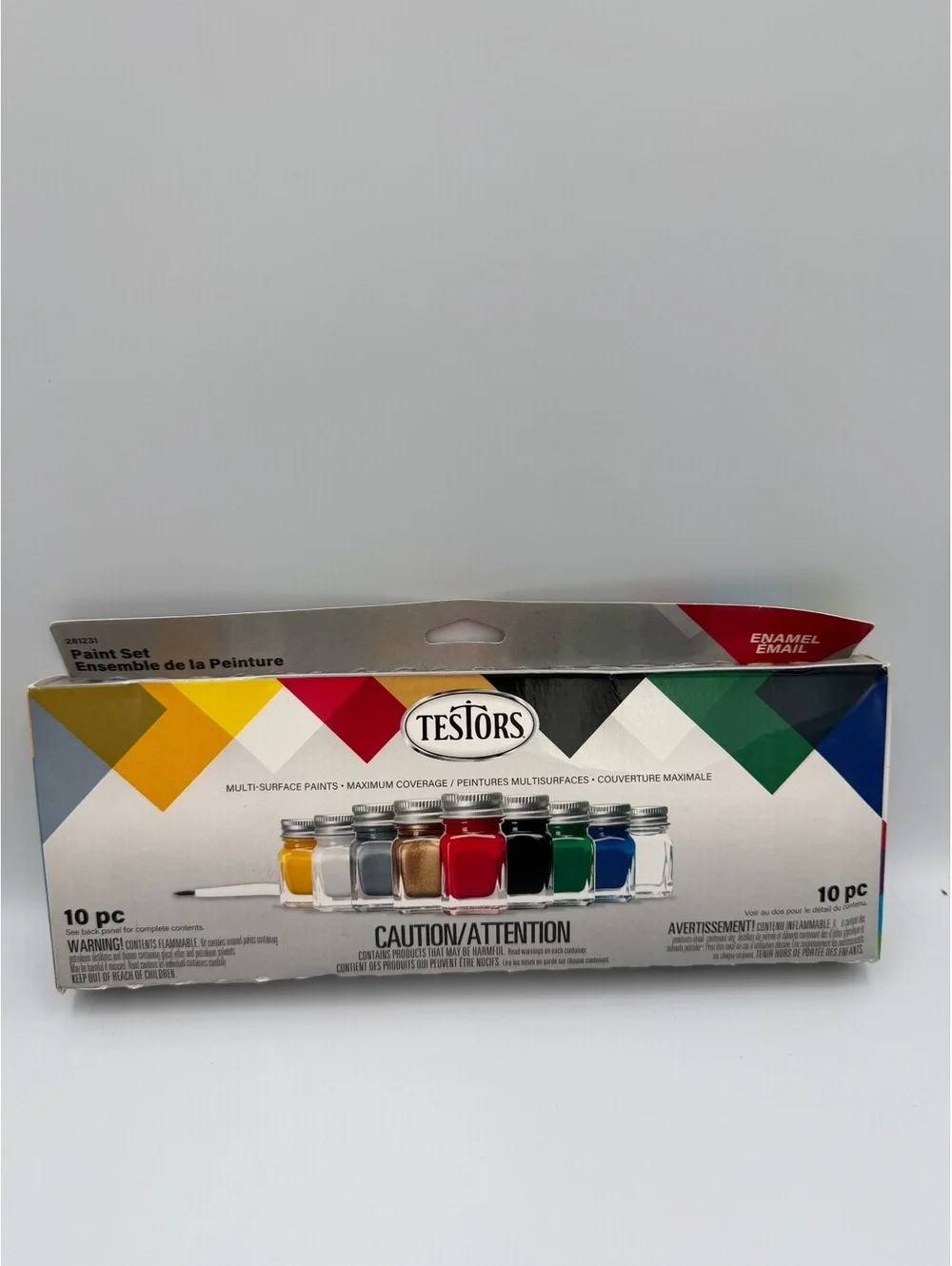 Sealed Testors Enamel Paint Set 10-Piece Multi-Surface Paints with Brush Arts